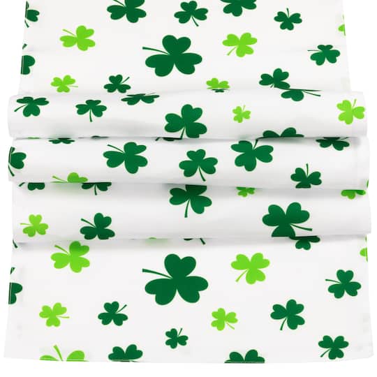 72" White & Green Shamrock St. Patrick's Day Table Runner
